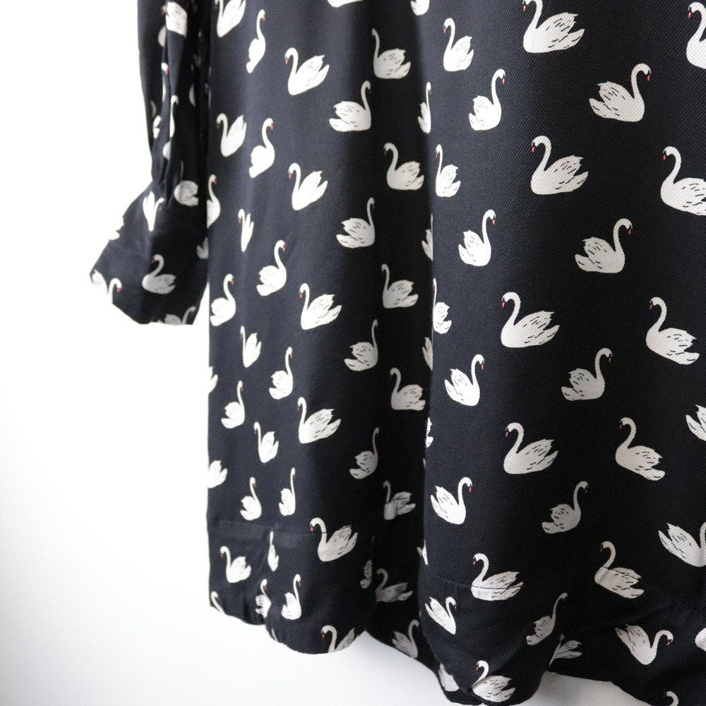 Anthropologie Maeve Caroline Tie-Neck Mini Dress Swan Print Small - Picture 8 of 11